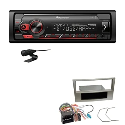 Abbildung von Pioneer MVH S320BT 1 DIN Bluetooth Autoradio USB FLAC Spotify mit Einbauset passend für Opel Corsa D 2006 2014 Satin Stone