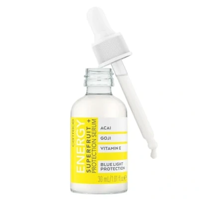 Abbildung von Catrice Energy Superfruit + Protection Serum, Intensivpflege, Konzentrat, transparent, für Mischhaut, unreine Haut, schützend, revitalisierend, pflegend, vegan, ohne Parfüm (30ml)