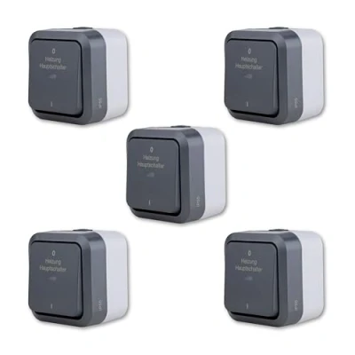 Abbildung von REV 5x Heizungs Hauptschalter AquaStorm SPARSET Feuchtraum IP55, zweipolig, Aufputz, 230V, 10A, anthrazit