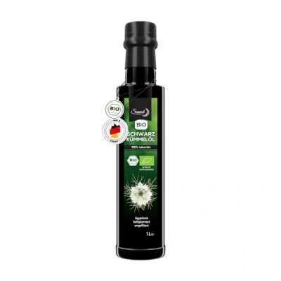Abbildung von Sunnah Shop® Bio Schwarzkümmelöl ungefiltert kaltgepresst Black Seed Oil Organic 100% rein aus ägyptischen Nigella Sativa (1L)