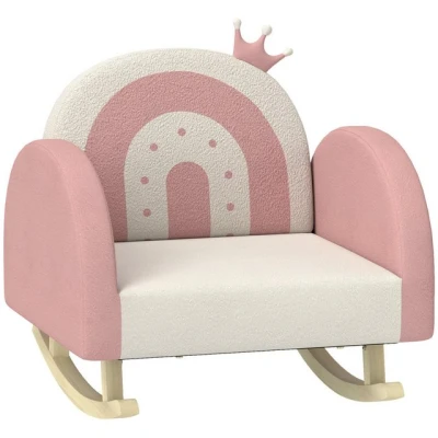 Abbildung von AIYAPLAY Sessel Kindersessel, Kindersofa mit Krone Dekor, Samtoptik (Schaukelstuhl, 1 St., Kinderstuhl), für Schlafzimmer, Spielzimmer, Rosa