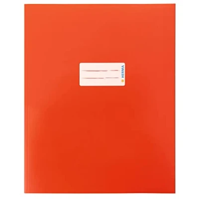 Abbildung von HERMA 20045 Heftumschlag Quart Karton Rot, Hefthülle mit Beschriftungsfeld aus stabilem &amp; extra starkem Papier, Heftschoner für Schulhefte, farbig