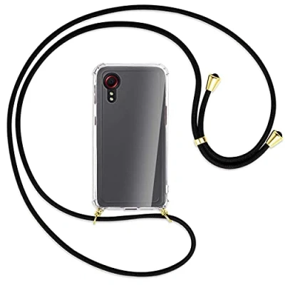 Abbildung von mtb more energy® Handykette kompatibel mit Samsung Galaxy Xcover 5 (SM G525, 5.3&#039;&#039;) schwarz/Gold Smartphone Hülle zum Umhängen Anti Shock Strong TPU Case