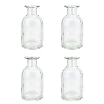 Abbildung von Creativery Vasen Glas 14cm x 4 Stück Blumenvase 250ml Dekoflaschen Set Glasvase Glaskaraffe klar