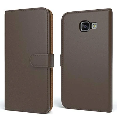 Abbildung von EAZY CASE Tasche kompatibel mit Samsung Galaxy A3 (2016) Schutzhülle Standfunktion Klapphülle Bookstyle, Handytasche Handyhülle Magnetverschluss und Kartenfach, Kunstleder, Braun