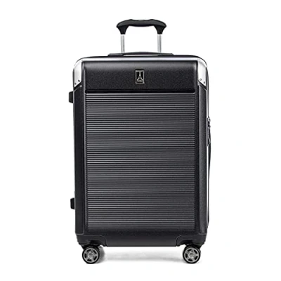 Abbildung von Travelpro Platinum Elite Hardside erweiterbares aufgegebenes Gepäck, Spinner mit 8 Rädern, TSA Schloss, Hartschalen Koffer aus Polycarbonat, Schattenschwarz, kariert, mittelgroß, 70x46x34 cm