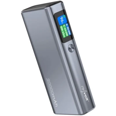 Abbildung von revolt Powerbank USB C Output: Powerbank, 20.000 mAh, 130 W, OLED Farbdisplay, PD 100 A 30 W (Powerbank mit Display, Anzeige)