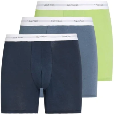Abbildung von Calvin Klein Herren 3er Pack Boxershorts Briefs mit Logobund, Mehrfarbig (Shoreline, Highline Gr, Grisaille), L