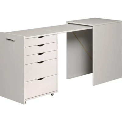 Abbildung von INTER FURN Regal Schreibtisch &quot;Voltera&quot;, (1 St.), kleiner Massivholz Schreibtisch, groß ausziehbar von 57 zu 164 cm