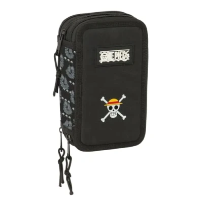 Abbildung von Safta ONE PIECE PIRATES Schulmäppchen mit 37 nützlichen Utensilien, Federmäppchen für Kinder, ideal Kinder von 5 bis 14 Jahren, bequem und vielseitig, Qualität Widerstandsfähigkeit, 12,5 x 5,5