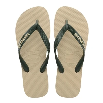 Abbildung von Havaianas Top Logo Pop Up, bequeme, stylische und vielseitige Badelatschen, basierend auf dem Modell, Riemen mit auffälligem Logo, rutschfeste Sohle, Unisex Erwachsene, Sand Grey, 33/34 EU
