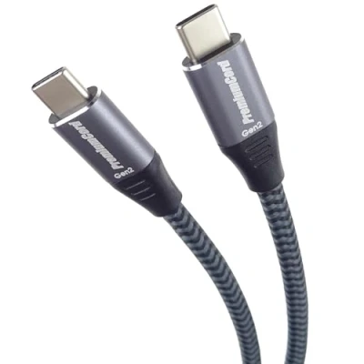 Abbildung von PremiumCord USB C 3.2 Gen 2x2 Verbindungskabel, Datenkabel SuperSpeed bis zu 20Gbit/s, Ladenkabel 5A, Generation Typ Stecker, Farbe Schwarz/Grau, Länge 2m