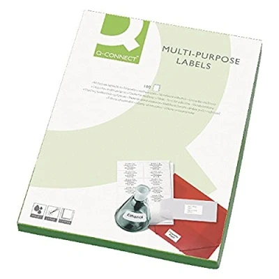Abbildung von Q Connect KF02246 Mehrzweck Etiketten, 105 x 148 mm, 4 Stück pro A4 Blatt (500 Stück), weiß, 100