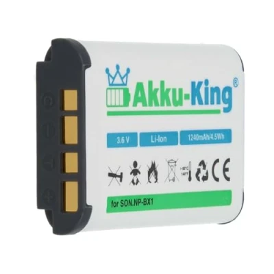 Abbildung von Akku King kompatibel mit Sony NP BX1 Li Ion 1240mAh für HDR CX240 HD, AS10, AS100VR, Cyber Shot DSC HX50, HX300, HX60, RX100, FDR X1000