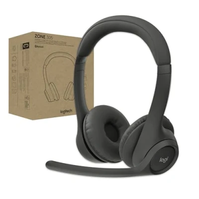 Abbildung von Logitech Zone 305 for Business, kabelloses Bluetooth Headset mit Mikrofon, natives Bluetooth, für Microsoft Teams, kompatibel Windows, Mac, Chrome, Linux, iOS, iPadOS, Android Schwarz