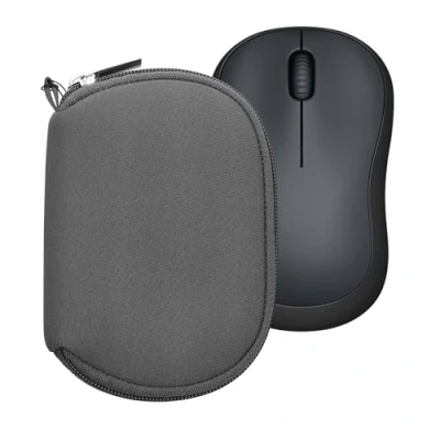 Abbildung von kwmobile Hülle kompatibel mit Logitech M220 Silent / M235 M185 Neopren für PC Mouse Schutzhülle Computer Maus Tasche Dunkelgrau