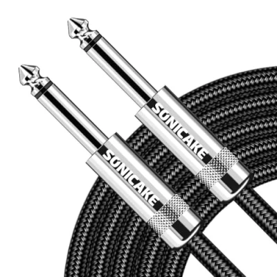 Abbildung von SONICAKE 6M Gitarren Instrumentenkabel 6.3mm Klinke auf Audio Kabel Lärmschutz Nylon Geflochten Schwarz