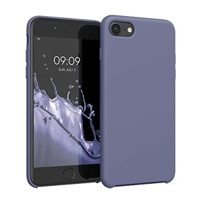 Abbildung von kwmobile Hülle kompatibel mit Apple iPhone SE (2022) / (2020) 8 7 gummierte TPU Silikon Handyhülle Schutzhülle für kabelloses Laden Case in Lavendelgrau