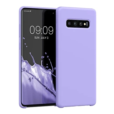Abbildung von kwmobile Hülle kompatibel mit Samsung Galaxy S10 Plus / S10+ Silikon Handy Case Handyhülle weiche Oberfläche kabelloses Laden Lavendel