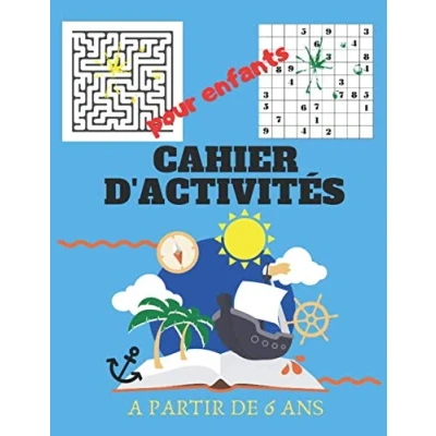 Abbildung von Cahier d&#039;activités pour Enfants a partir de 6 ans: Sudoku dessin mots mêles Coloriage labyrinthe Livre jeux amusants les ans et plus / idée cadeau fille garcon Grand format
