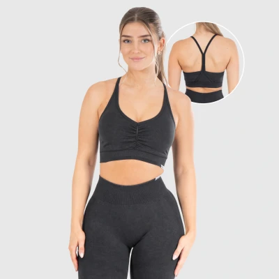 Abbildung von Smilodox Batik Scrunch Sportbh mit leichter Stützkraft, Damen, Größe: Small, Schwarz