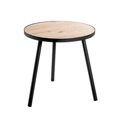 Abbildung von HAKU Möbel Beistelltisch Eiche, schwarz, MDF, Metall Maße: H 52 cm x Ø 50 cm, Style: Modern