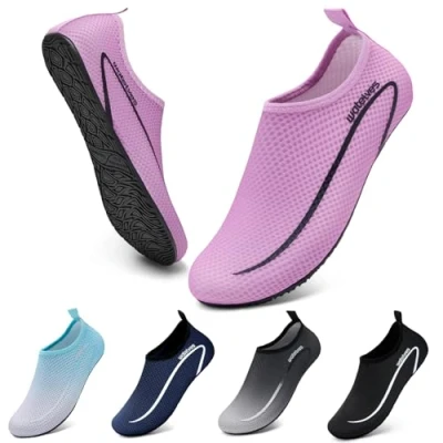Abbildung von WateLves Wasserschuhe Badeschuhe Damen Herren Aquaschuhe Strandschuhe Schnell Trocknend Slip on Breathable Surfschuhe Unisex Schwimmschuhe für Beach Pool Surfen Yoga Linie Dunkelrosa 40/41