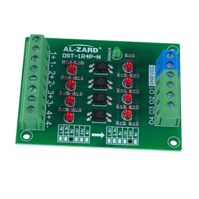 Abbildung von 4 Kanal Optokoppler Isolation Board, DST 1R4P N 5V bis 24V Isolationsmodul PLC Signalwandlerplatine zur Signalisolierung, Einzelchip Mikrocomputer