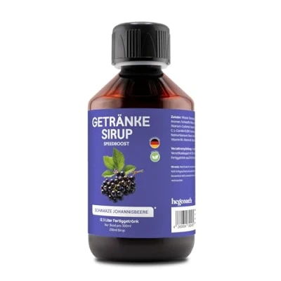 Abbildung von hCGC® Immunsystem Sirup SpeedBoost 250ml, Vegan, Zuckerfreies Getränkekonzentrat 12,5L Fertiggetränk Fruchtsirup Booster mit Vitaminen, Magnesium &amp; L Carnitin Schwarze Johannisbeere