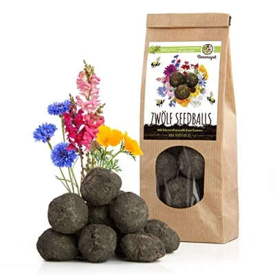 Abbildung von 12x Samenbomben für eine bunte Bienenweide Farbenfrohe &amp; nektarreiche Seedbomb Wildblumensamen Bienen und Schmetterlinge