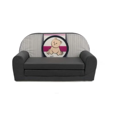 Abbildung von FORTISLINE Kindersofa Mini ausklappbar 40x78x45cm für Kinder 2in1 Kindercouch Schlafcouch aus Schaumstoff Abnehmbarer Bezug Viele Motive