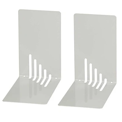 Abbildung von Wedo 1021037 Buchstütze (aus Metall, 14 x 8,5 cm) 2 Stück, lichtgrau