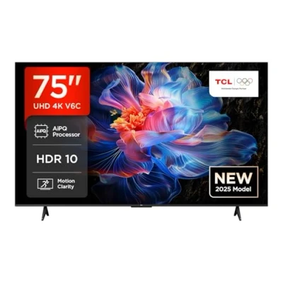 Abbildung von TCL 75V6C 75 Zoll Direct LED TV, 4K HDR Fernseher, Smart TV mithilfe von Google (Dolby Audio, Motion Clarity, Kompatibel mit Assistant &amp; Alexa)