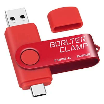 Abbildung von Type C USB Stick 64GB, BorlterClamp 2 in 1 OTG Speicherstick 3.0 Doppelanschluss Flash Laufwerk für Android Smartphone Samsung S10/S9/S8, Huawei, Tablets und Computer (Rot)