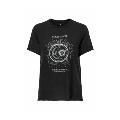 Abbildung von ONLY Onllucy LIFE Tshirt print weißschwarz, Damen, Größe: XS, Weiß schwarz