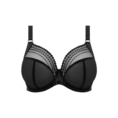 Abbildung von ELOMI Damen Women&#039;s Matilda Plunge Three Piece Sheer Mesh Cups Side Support Panels Moveable J Hook for Racerback Dd+ Bras BH, Halbtransparent, Schwarz, 85FF