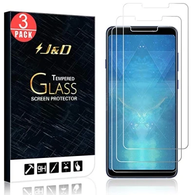 Abbildung von J&amp;D Aktualisierte Version Kompatibel für 3er Packung Galaxy A9 2018 Display Schutzglas, Vorgespanntes Glas Nicht Ganze Deckung Kristallklare Sicht in HD Qualität Samsung