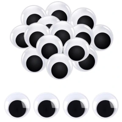 Abbildung von Qikaara 20 Stück Selbstklebende Wackelaugen große 40mm Kulleraugen Selbstklebend Kunststoff Augen zum Basteln Puppe Schwarze Bastelaugen Big Wiggle Googly Eyes für DIY Kunsthandwerk Dekoration