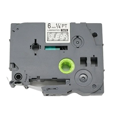 Abbildung von BROVACS Etikettenband, kompatibel mit Brother P Touch TZ 115, TZe 6 mm, OPA1111E, Weiß auf Transparent, 1 Packung