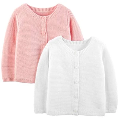 Abbildung von Simple Joys by Carter&#039;s Baby Mädchen 2 Pack Knit Cardigan Sweaters Strickjacke, Weiß/Rosa, 18 Monate (2er Pack)