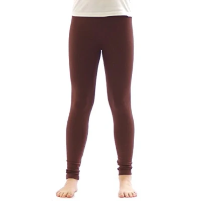 Abbildung von YESET Leggings Hose Kinder Thermo Fleece lang Gamaschen braun 110 mit elastischem eingenähten Bund
