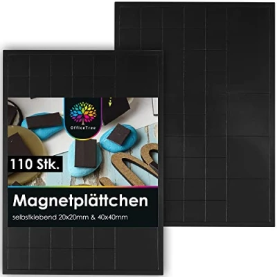 Abbildung von OfficeTree Magnet Magnetplättchen 110 Stück 20 x 1,2 mm Selbstkleben, Selbstklebend Besonders Stark