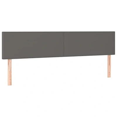 Abbildung von vidaXL Kopfteil 2 STK., Bettkopfteil mit Holzbeinen, Höhenverstellbar Polsterkopfteil für Bett, Betthaupt Bettzubehör Schlafzimmer, Grau 80x5x78/88cm Kunstleder