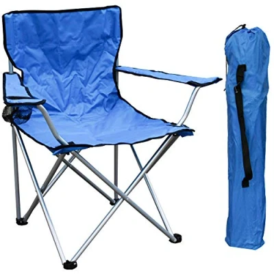 Abbildung von Anglersessel Campingstuhl Faltstuhl Anglerstuhl Regiestuhl mit Getränkehalter und Tasche belastbar bis 120kg, Farben:Blau