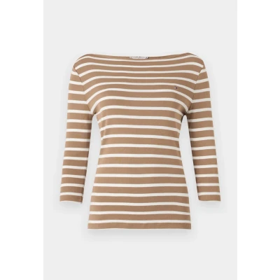 Abbildung von Tommy Hilfiger Damen Langarmshirt New Cody Slim U Boot Ausschnitt, Mehrfarbig (Hickory/Ecru STP), XXS