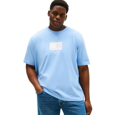 Abbildung von Tommy Hilfiger Herren T Shirt Kurzarm Flag Tee Regular Fit, Blau (Cloudy Blue), 4XL