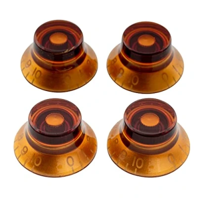 Abbildung von Musiclily Pro Imperial Zoll Gitarre Top Hat Potiknöpfe Bell Knobs für USA Les Paul Style E Gitarre, Amber(4er Set)