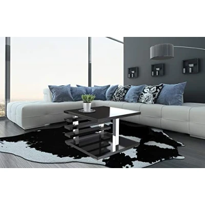 Abbildung von designimpex Couchtisch DC 2 Weiß Hochglanz Schwarz Tisch Wohnzimmertisch 60x60x40