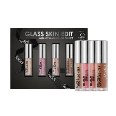 Abbildung von Rodial Glass Glow Edit: Blush Drops Frosted Pink, Sunset Kiss, Bronze Glowlighter, Highlighter Luxuriöses Make up Set Schönheitsgeschenk