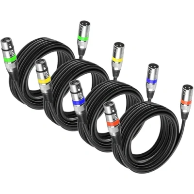 Abbildung von 4Pack Dmx Kabel 5m 3 Pin Cables XLR 4er Set, Microfon Buchse Stecker Polig Anschluss, Licht Signalkabel Kanonenkopf mit Connector für Led Parlicht